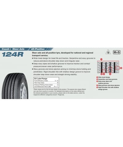 Anvelopa CAMION YOKOHAMA 124RA 245/70R17.5 136M DIRECTIE REGIONAL
