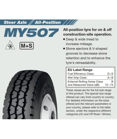 Anvelopa CAMION YOKOHAMA MY507 315/80R22.5 156/150K DIRECTIE ON / OFF